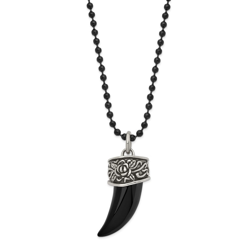 Mens Stainless Steel Antiqued & Black Plated 3D Claw Necklace, 20 Inch, Item N23007 by The Black Bow Jewelry Co.