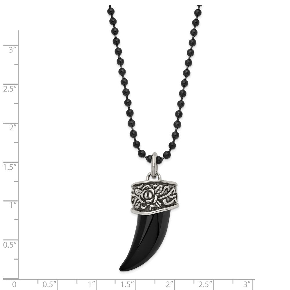 Alternate view of the Mens Stainless Steel Antiqued & Black Plated 3D Claw Necklace, 20 Inch by The Black Bow Jewelry Co.