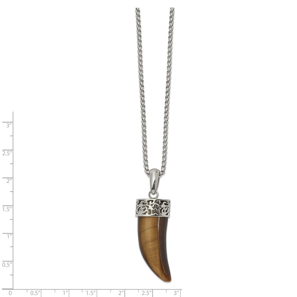 Alternate view of the Men's Stainless Steel & Tiger's Eye 3D Claw Necklace, 24 Inch by The Black Bow Jewelry Co.