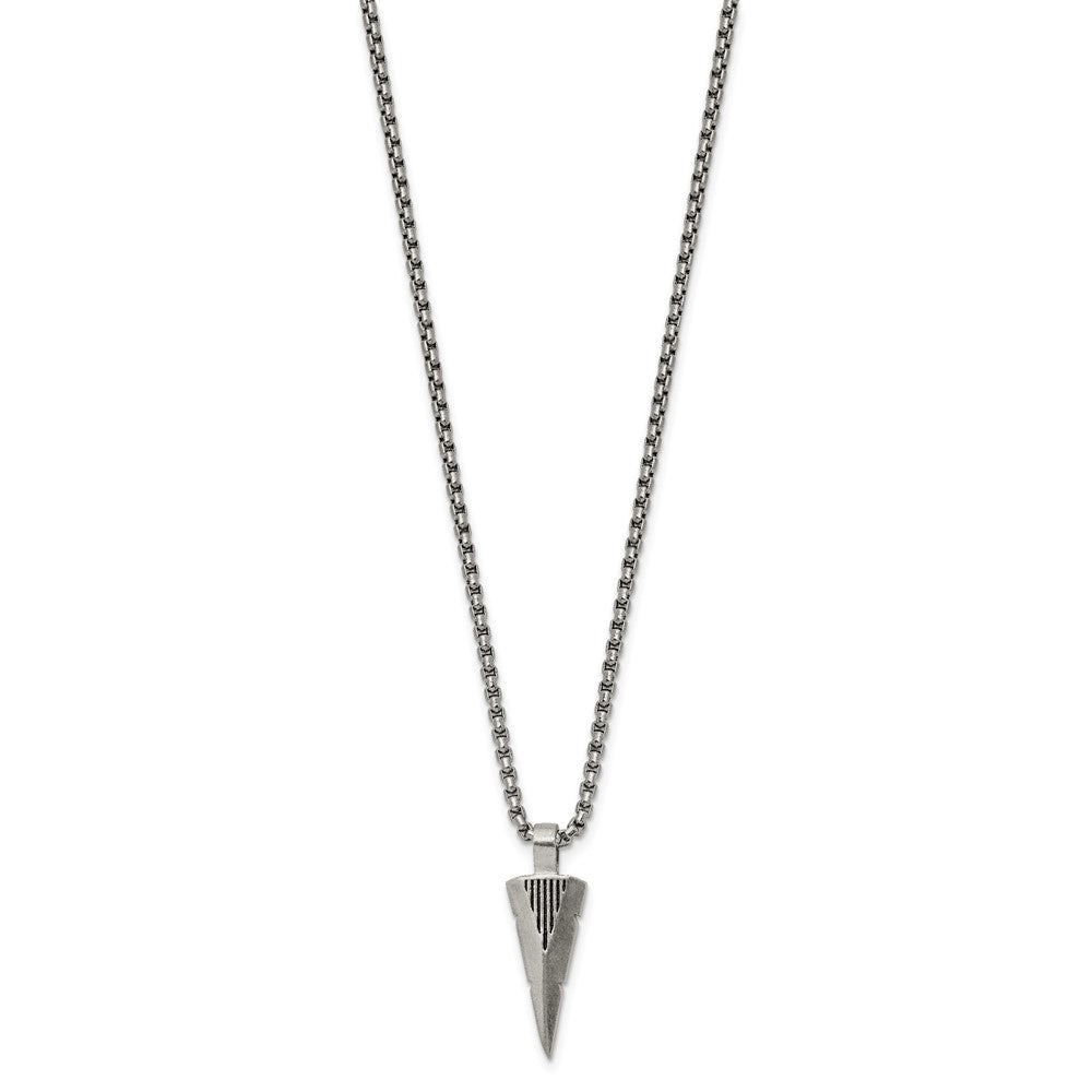 Alternate view of the Women's Stainless Steel Brushed Small Arrowhead Necklace, 22 Inch by The Black Bow Jewelry Co.