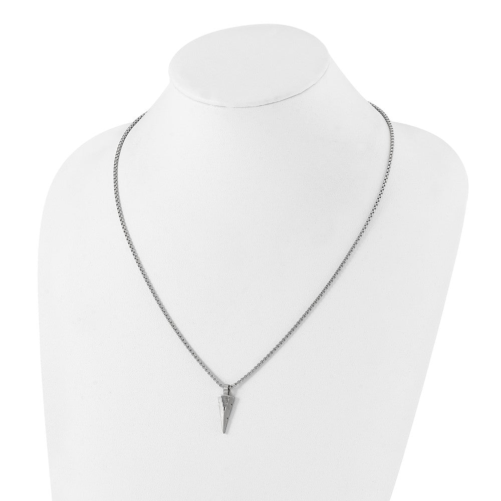 Alternate view of the Women's Stainless Steel Brushed Small Arrowhead Necklace, 22 Inch by The Black Bow Jewelry Co.