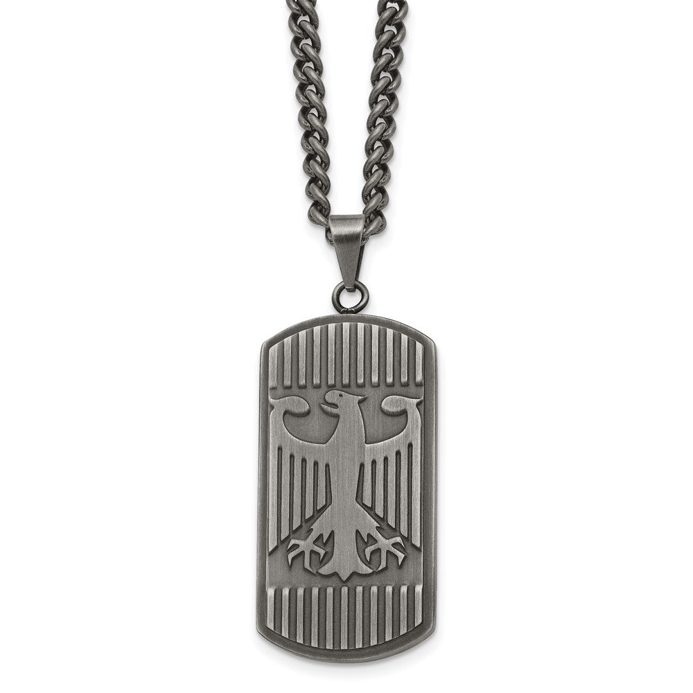 Mens Stainless Steel Antiqued Brushed Phoenix Dog Tag Necklace, 22 In, Item N23019 by The Black Bow Jewelry Co.