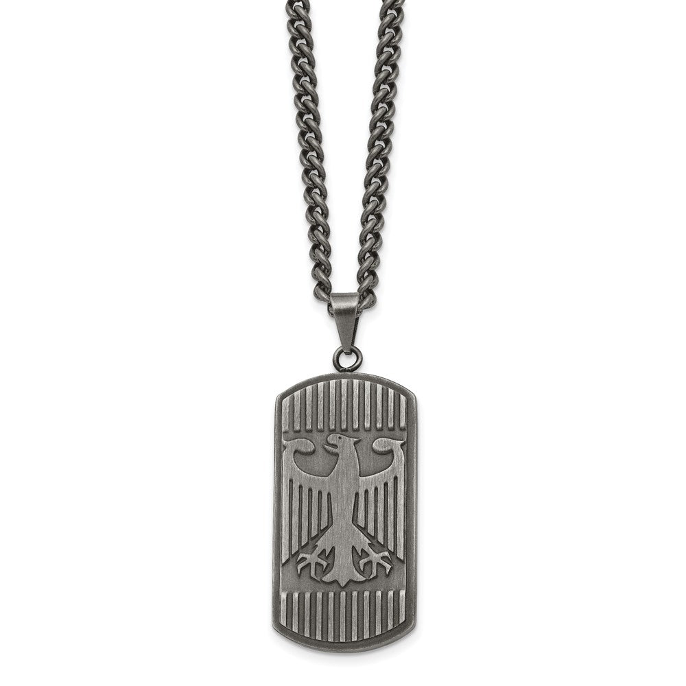 Alternate view of the Mens Stainless Steel Antiqued Brushed Phoenix Dog Tag Necklace, 22 In by The Black Bow Jewelry Co.