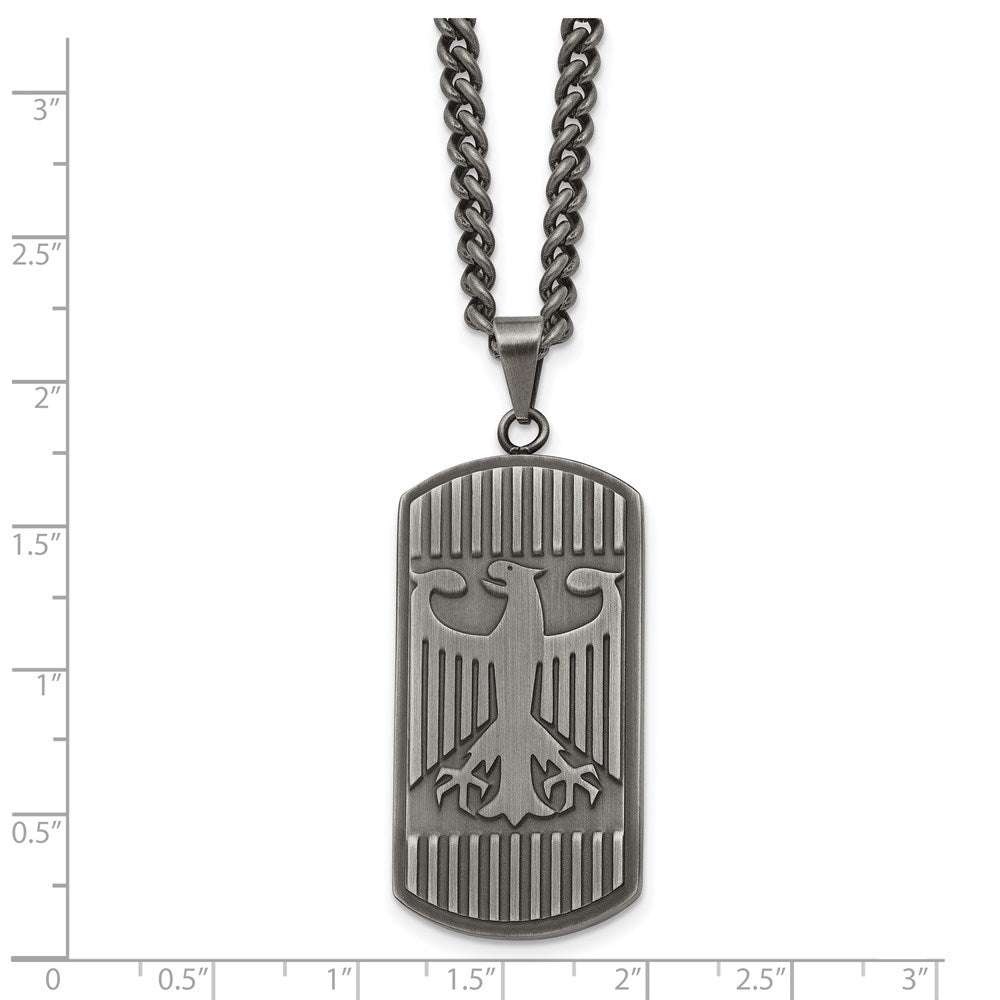 Alternate view of the Mens Stainless Steel Antiqued Brushed Phoenix Dog Tag Necklace, 22 In by The Black Bow Jewelry Co.