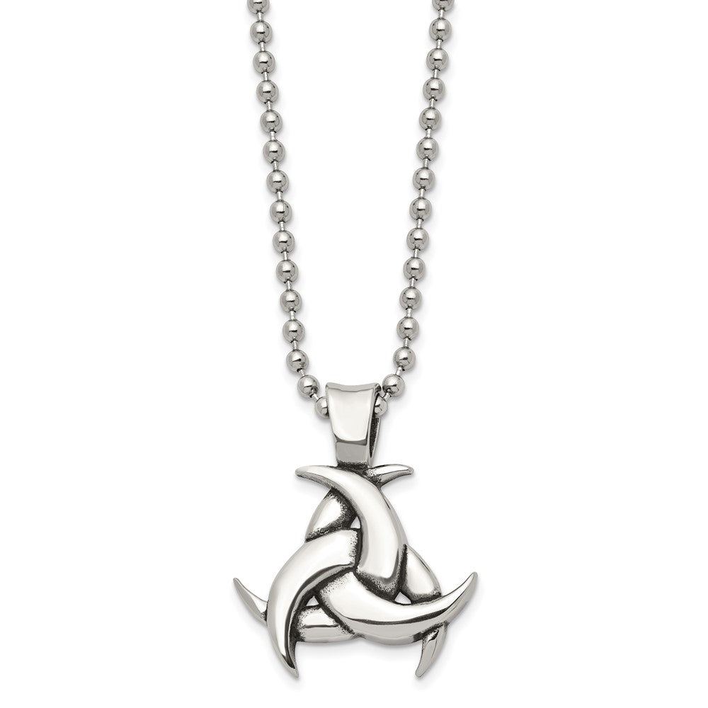 Alternate view of the Mens Stainless Steel Antiqued & Polished Celtic Knot Necklace, 22 Inch by The Black Bow Jewelry Co.