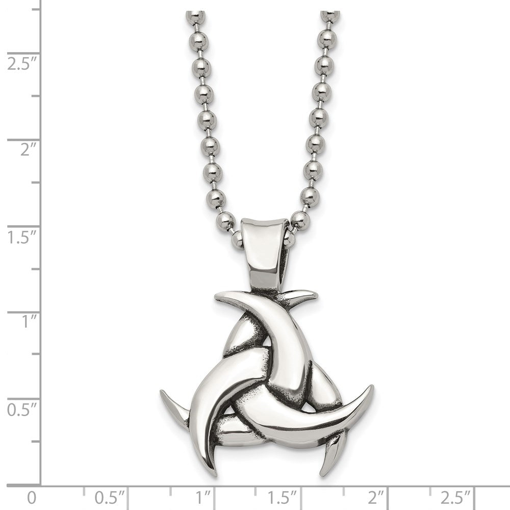 Alternate view of the Mens Stainless Steel Antiqued & Polished Celtic Knot Necklace, 22 Inch by The Black Bow Jewelry Co.