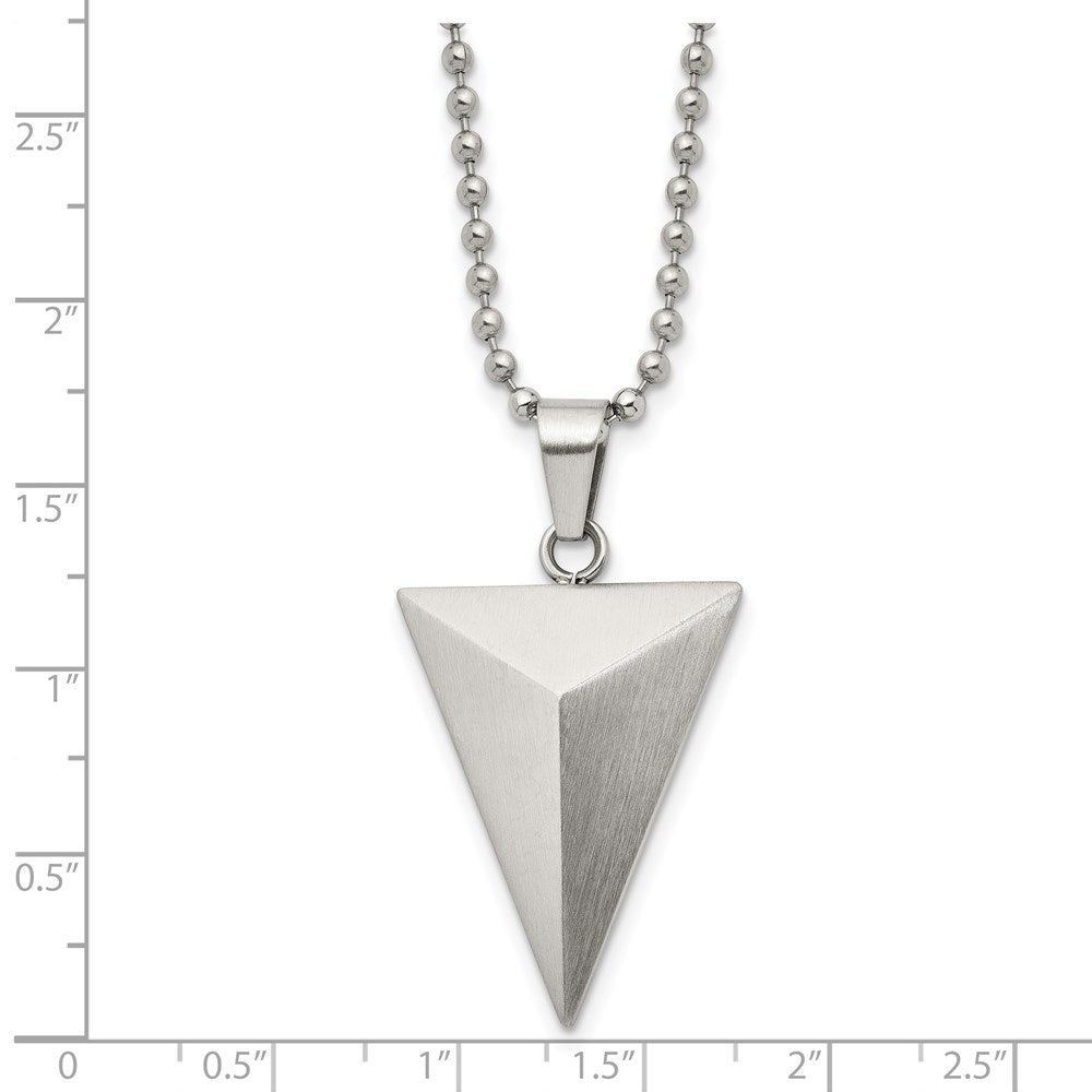 Alternate view of the Stainless Steel Brushed Triangle Pyramid Necklace, 22 Inch by The Black Bow Jewelry Co.