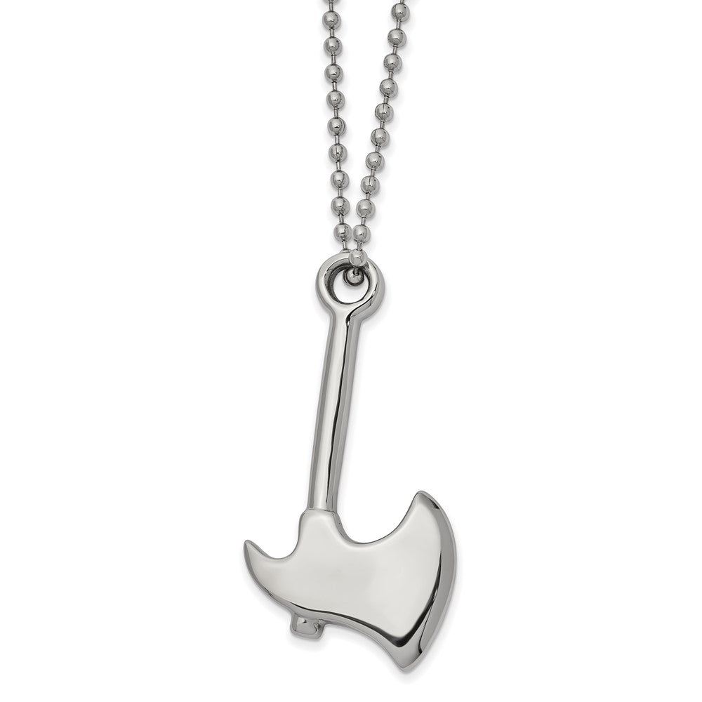 Men's Stainless Steel Large 3D Hatchet Necklace, 22 Inch, Item N23072 by The Black Bow Jewelry Co.
