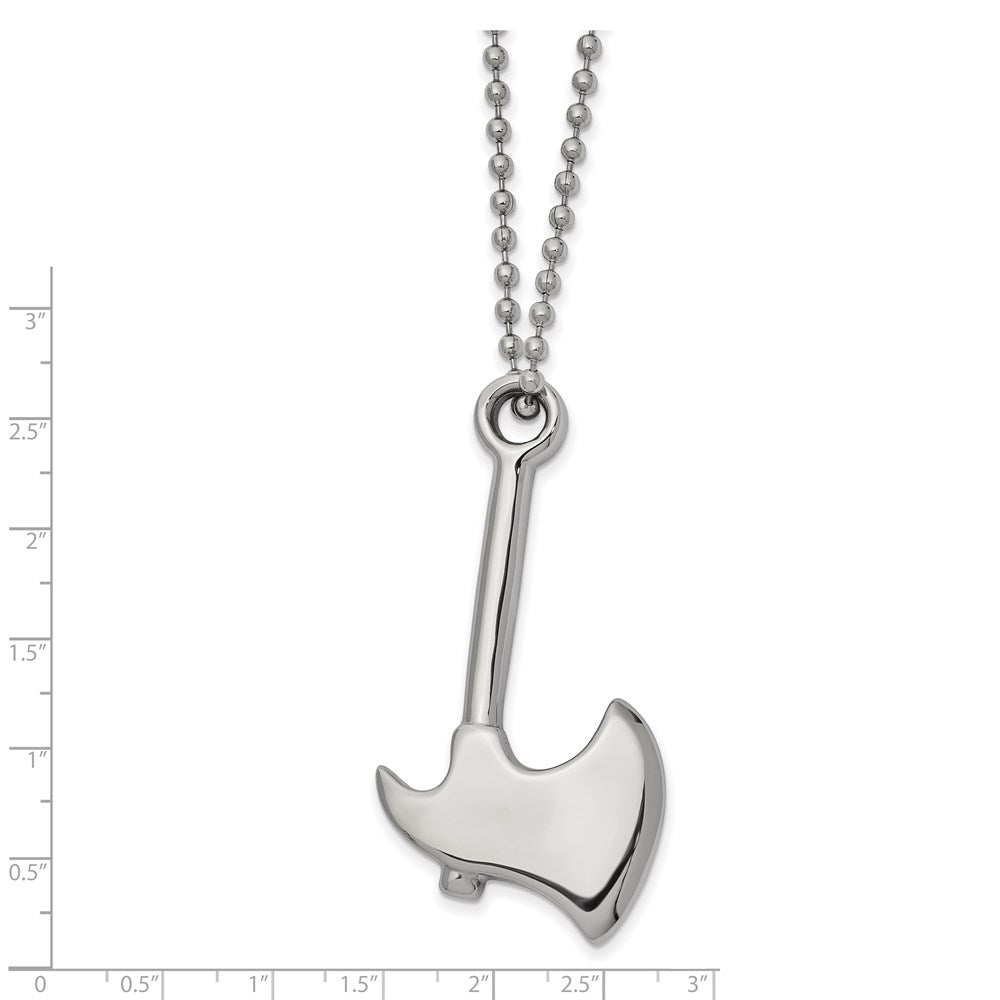 Alternate view of the Men's Stainless Steel Large 3D Hatchet Necklace, 22 Inch by The Black Bow Jewelry Co.