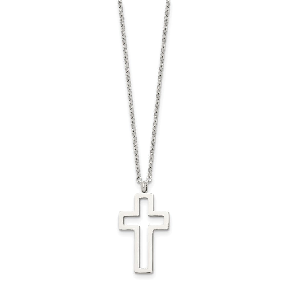 Alternate view of the Women&#39;s Stainless Steel Small Voided Cross Necklace, 17.5 Inch by The Black Bow Jewelry Co.