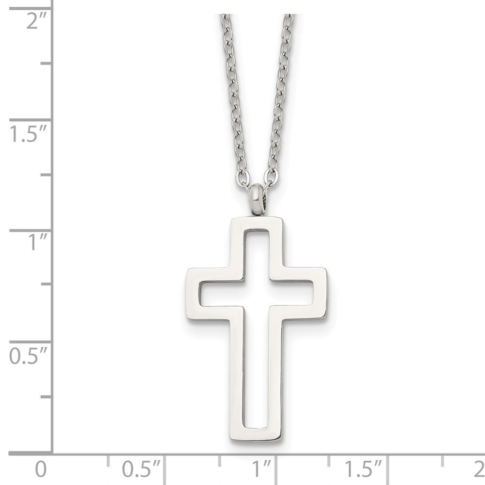 Alternate view of the Women&#39;s Stainless Steel Small Voided Cross Necklace, 17.5 Inch by The Black Bow Jewelry Co.