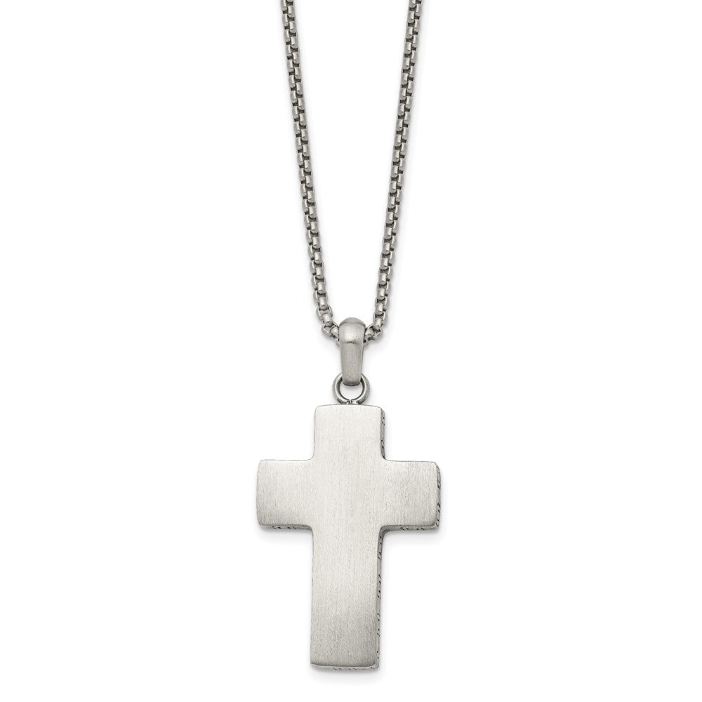 Men's Stainless Steel Brushed Black Oxidized Cross Necklace, 19.75 In, Item N23166 by The Black Bow Jewelry Co.