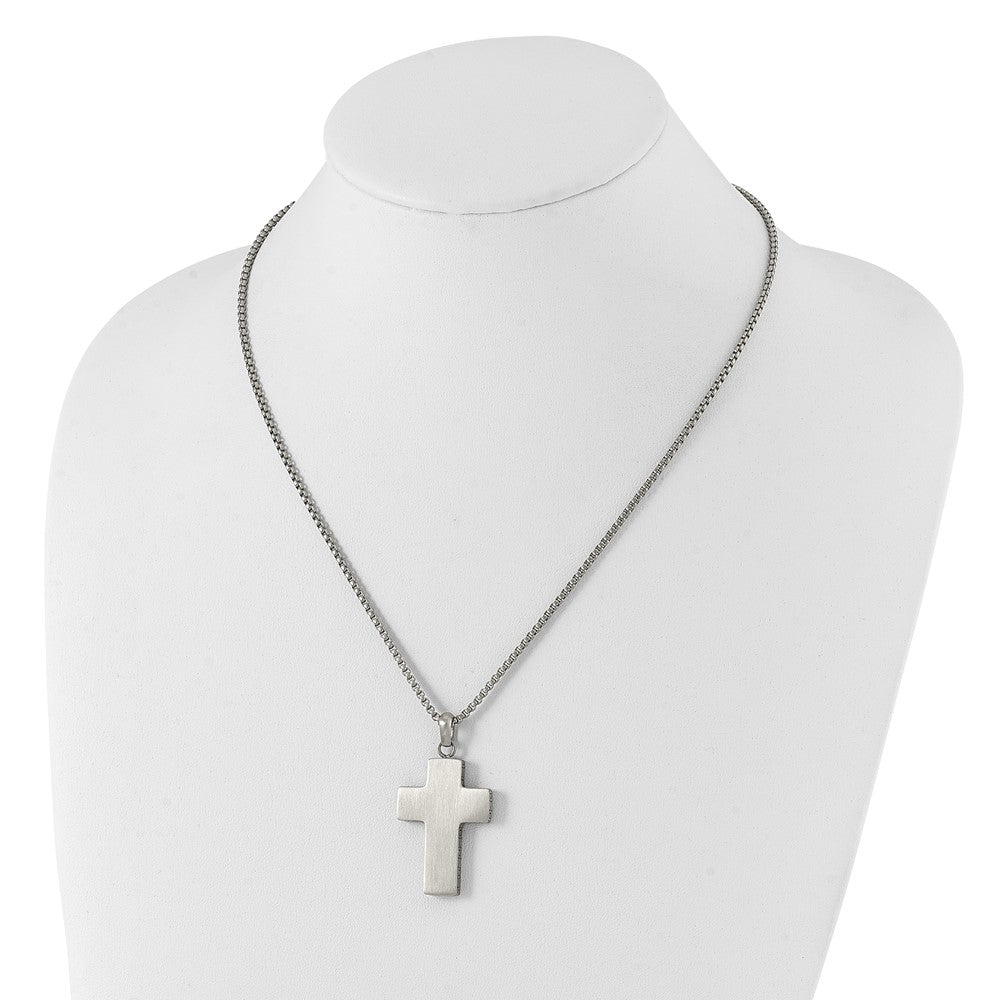 Alternate view of the Men's Stainless Steel Brushed Black Oxidized Cross Necklace, 19.75 In by The Black Bow Jewelry Co.