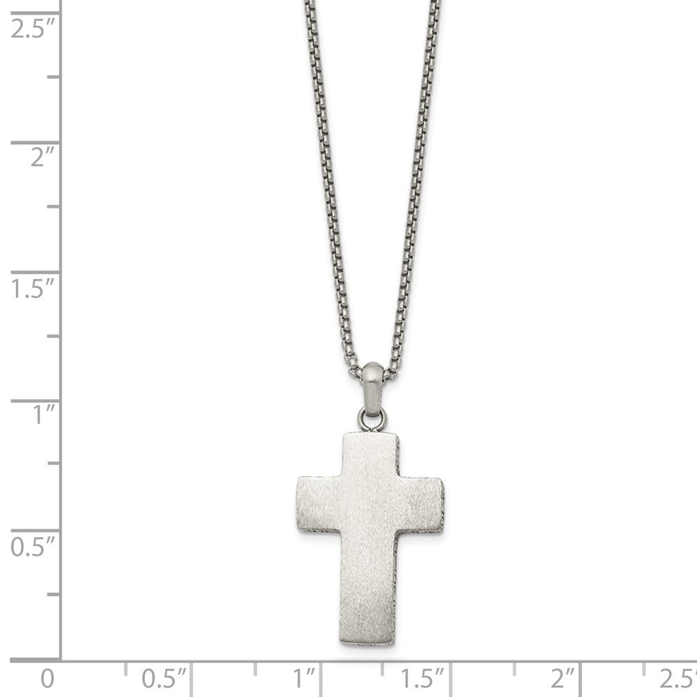 Alternate view of the Men's Stainless Steel Brushed Black Oxidized Cross Necklace, 19.75 In by The Black Bow Jewelry Co.