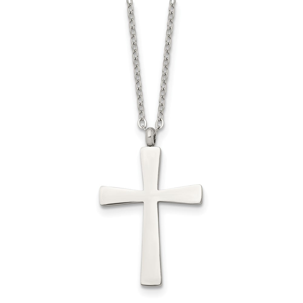 Stainless Steel Polished Cross Necklace, 18 Inch, Item N23168 by The Black Bow Jewelry Co.