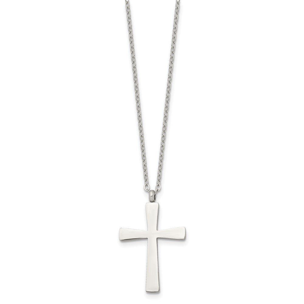 Alternate view of the Stainless Steel Polished Cross Necklace, 18 Inch by The Black Bow Jewelry Co.