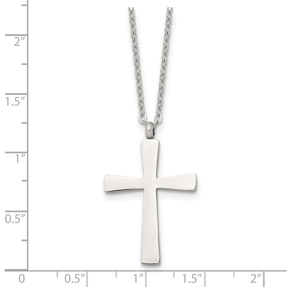 Alternate view of the Stainless Steel Polished Cross Necklace, 18 Inch by The Black Bow Jewelry Co.