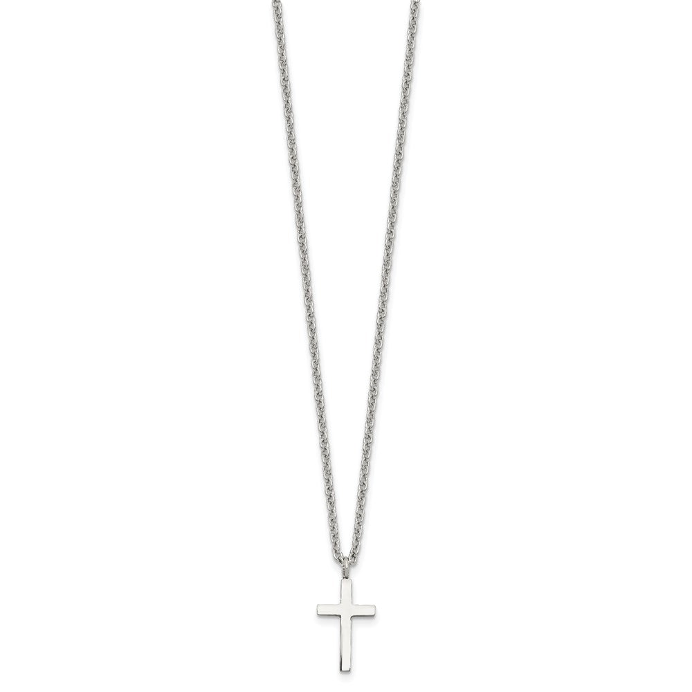 Alternate view of the Stainless Steel Polished 11 x 17mm Cross Necklace, 18 Inch by The Black Bow Jewelry Co.