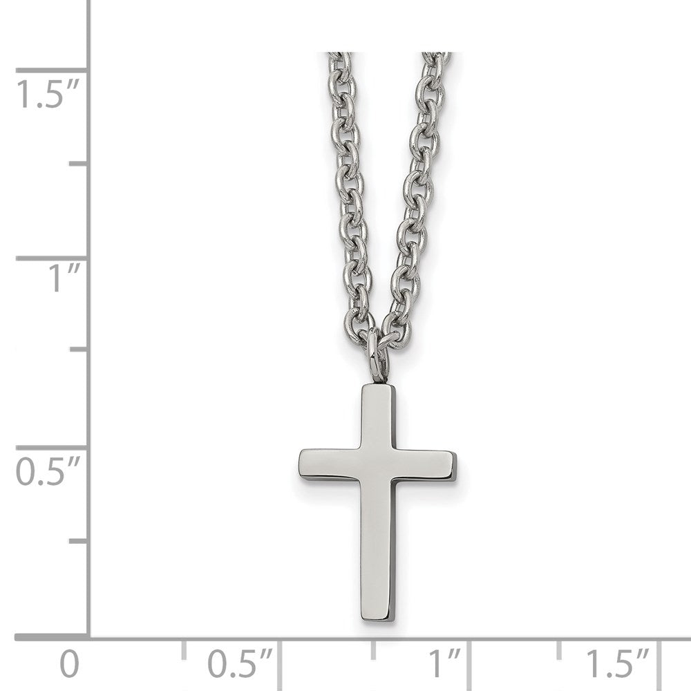 Alternate view of the Stainless Steel Polished 11 x 17mm Cross Necklace, 18 Inch by The Black Bow Jewelry Co.