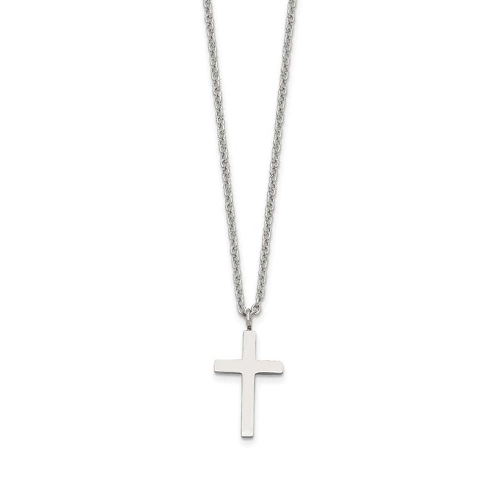 Stainless Steel Polished 13 x 20mm Cross Necklace, 18 Inch, Item N23171 by The Black Bow Jewelry Co.