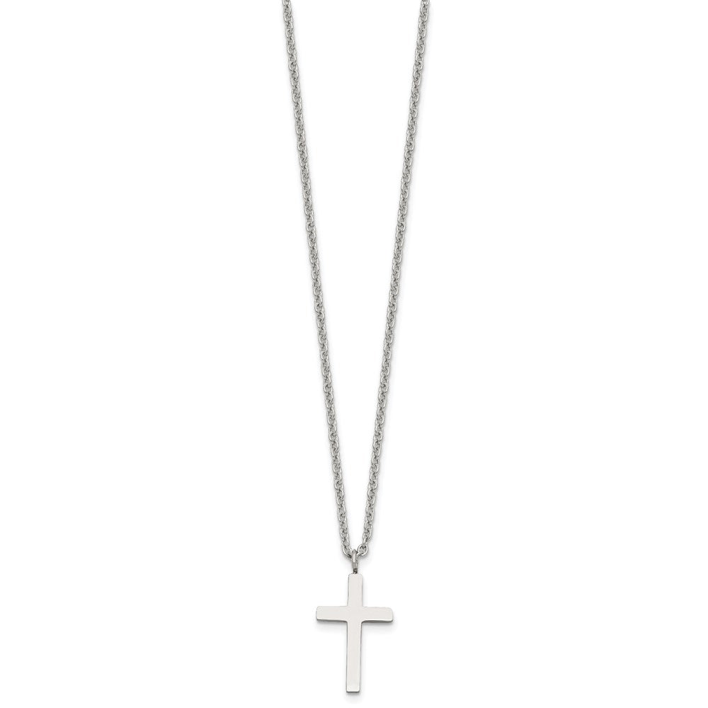Alternate view of the Stainless Steel Polished 13 x 20mm Cross Necklace, 18 Inch by The Black Bow Jewelry Co.