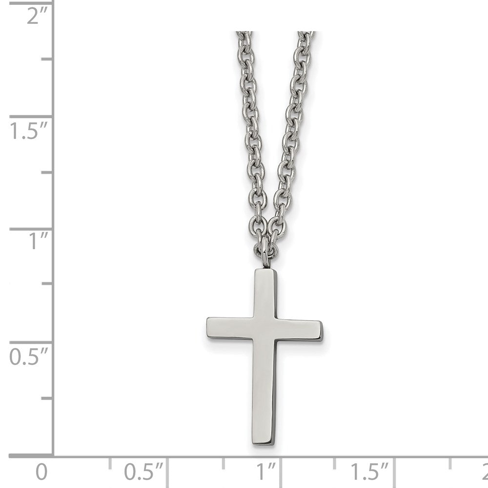 Alternate view of the Stainless Steel Polished 13 x 20mm Cross Necklace, 18 Inch by The Black Bow Jewelry Co.
