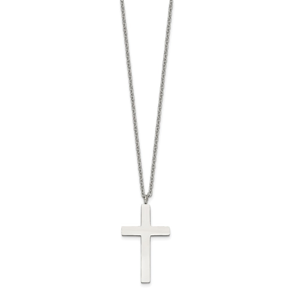 Alternate view of the Stainless Steel Polished 20 x 35mm Cross Necklace, 18 Inch by The Black Bow Jewelry Co.