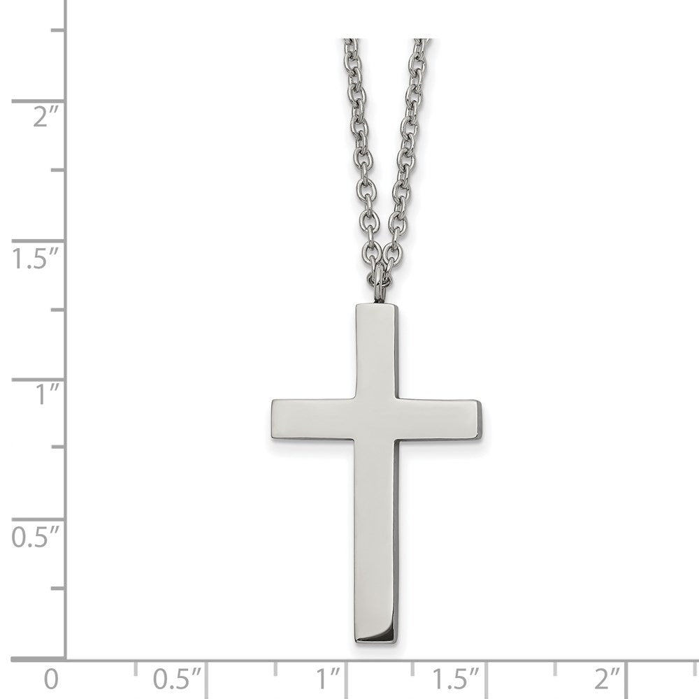 Alternate view of the Stainless Steel Polished 20 x 35mm Cross Necklace, 18 Inch by The Black Bow Jewelry Co.