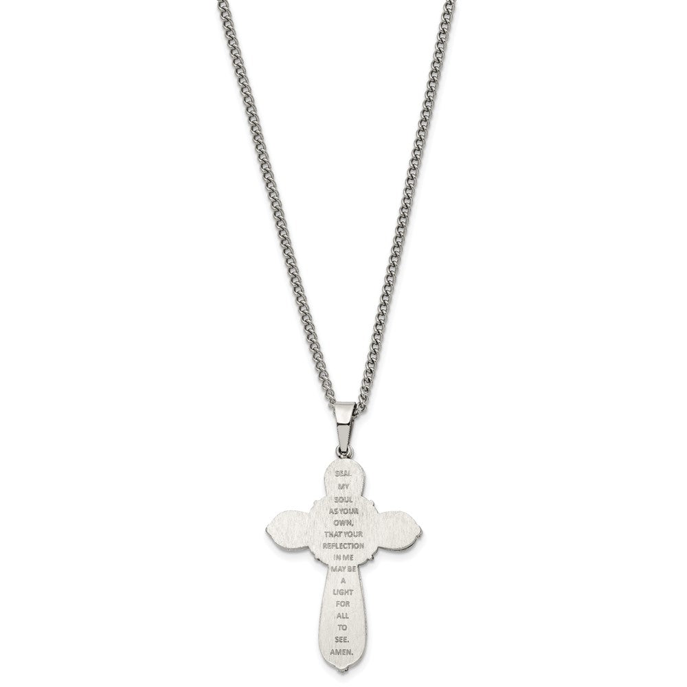 Alternate view of the Stainless Steel & Black Epoxy Pentecost Prayer Cross Necklace, 24 Inch by The Black Bow Jewelry Co.