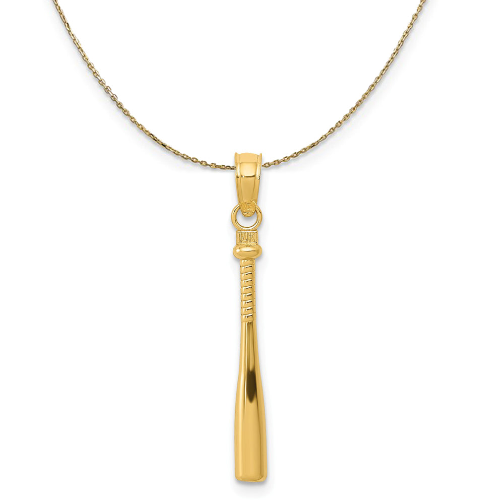 14k Yellow Gold Small 3D Baseball Bat Necklace, Item N23314 by The Black Bow Jewelry Co.