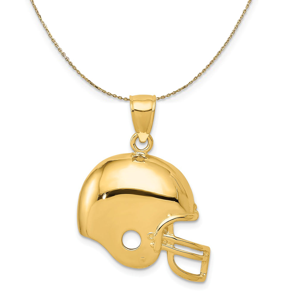 14k Yellow Gold Polished Football Helmet Necklace, Item N23345 by The Black Bow Jewelry Co.