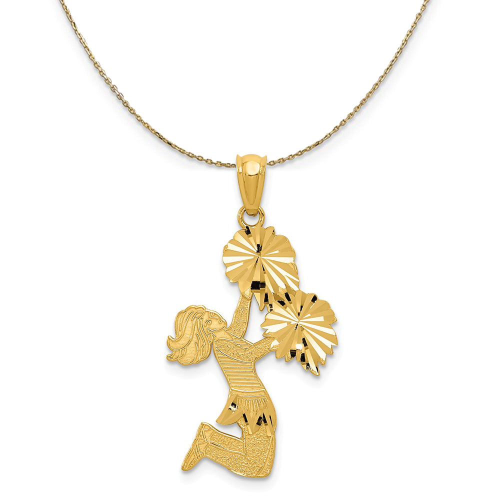 14k Yellow Gold Diamond Cut Cheerleader Necklace, Item N23350 by The Black Bow Jewelry Co.