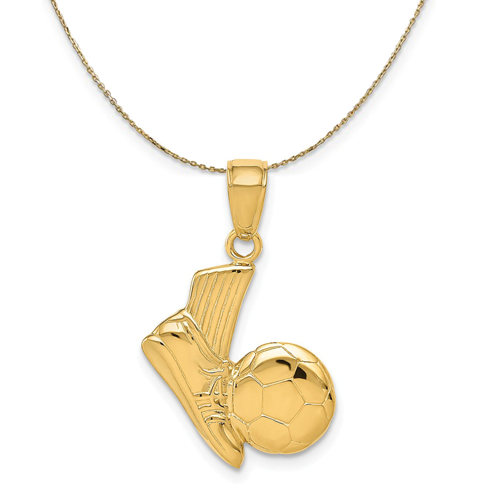 14k Yellow Gold Soccer Shoe and Ball Necklace, Item N23356 by The Black Bow Jewelry Co.