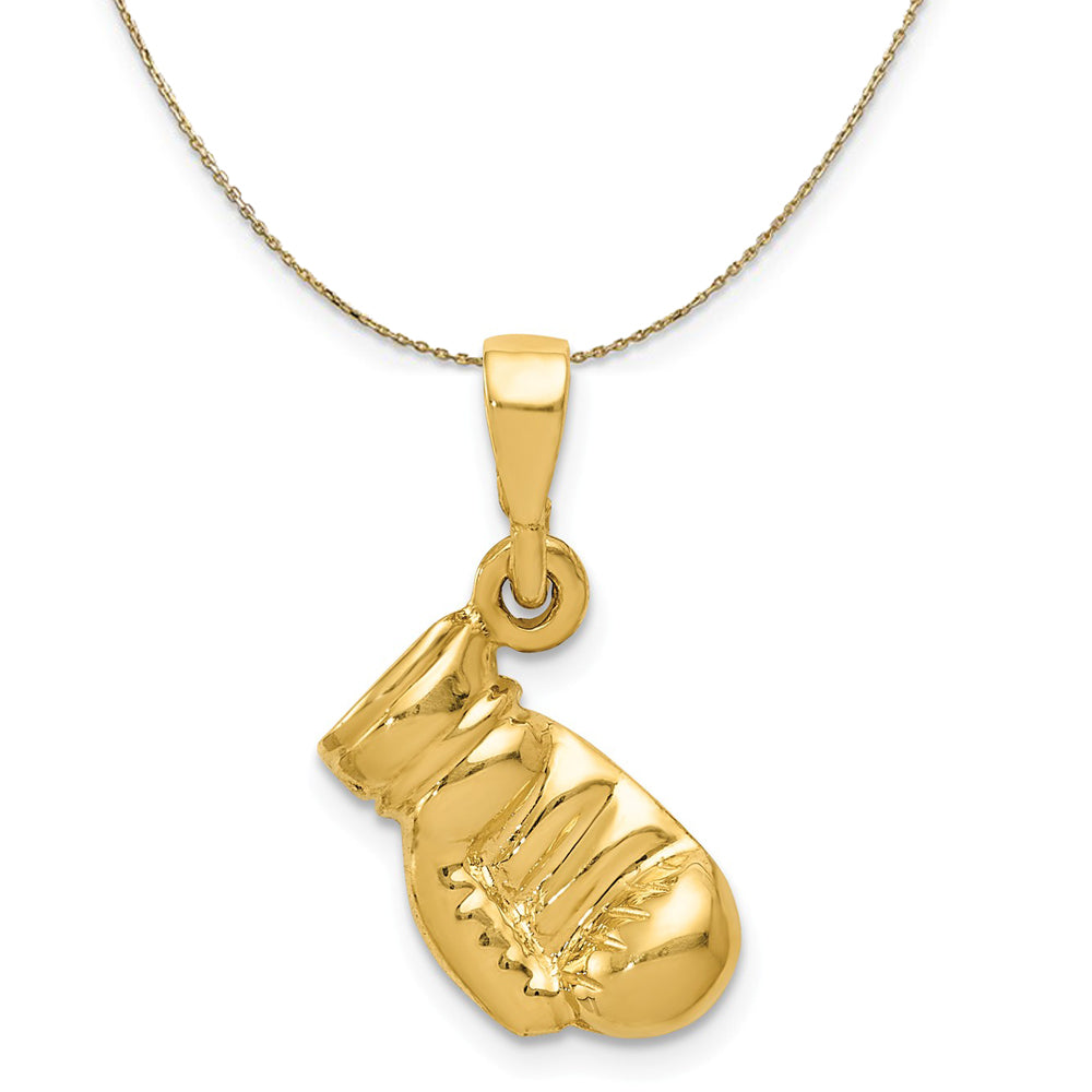 14k Yellow Gold Polished Boxing Glove Necklace, Item N23398 by The Black Bow Jewelry Co.