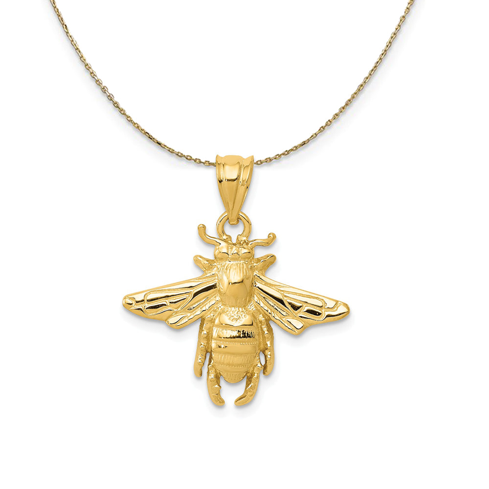 14k Yellow Gold 2D Honey Bee Necklace, Item N23441 by The Black Bow Jewelry Co.