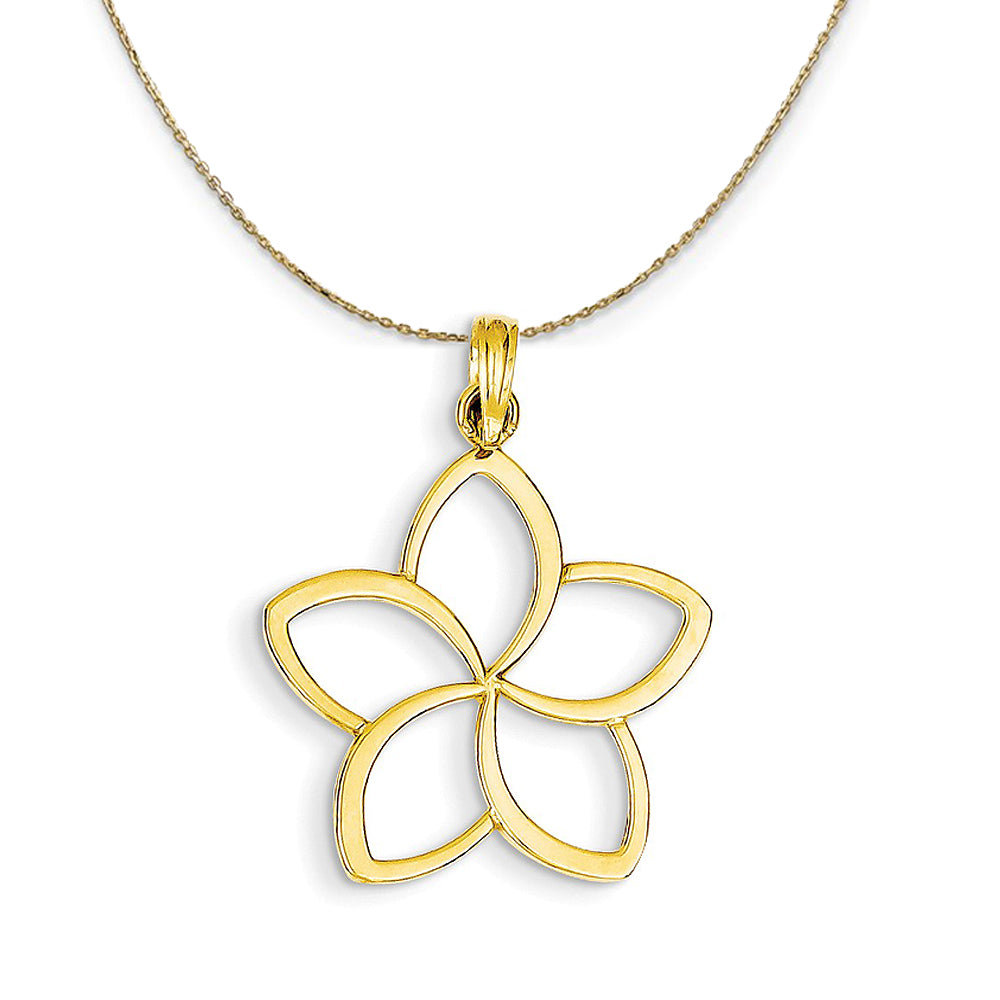 14k Yellow Gold 22mm Plumeria Silhouette Necklace, Item N23459 by The Black Bow Jewelry Co.