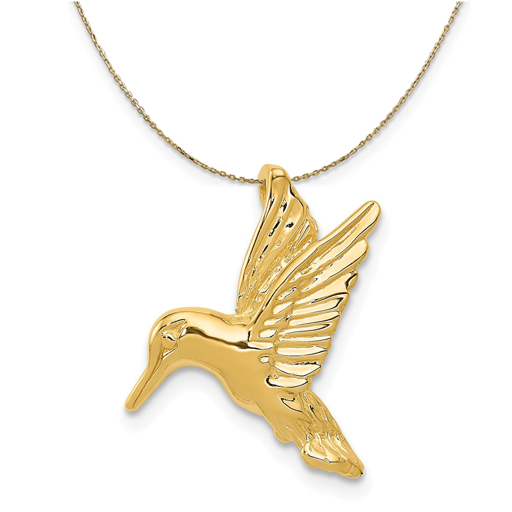 14k Yellow Gold Hummingbird Slide Necklace, Item N23473 by The Black Bow Jewelry Co.