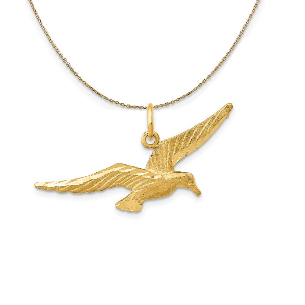 14k Yellow Gold Diamond Cut Flying Bird Necklace, Item N23497 by The Black Bow Jewelry Co.