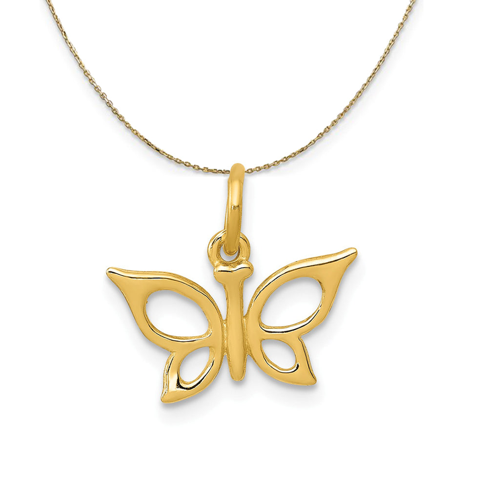 14k Yellow Gold Polished Butterfly (13mm) Necklace, Item N23503 by The Black Bow Jewelry Co.
