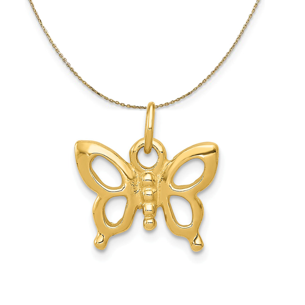 14k Yellow Gold Polished Butterfly (15mm) Necklace, Item N23545 by The Black Bow Jewelry Co.