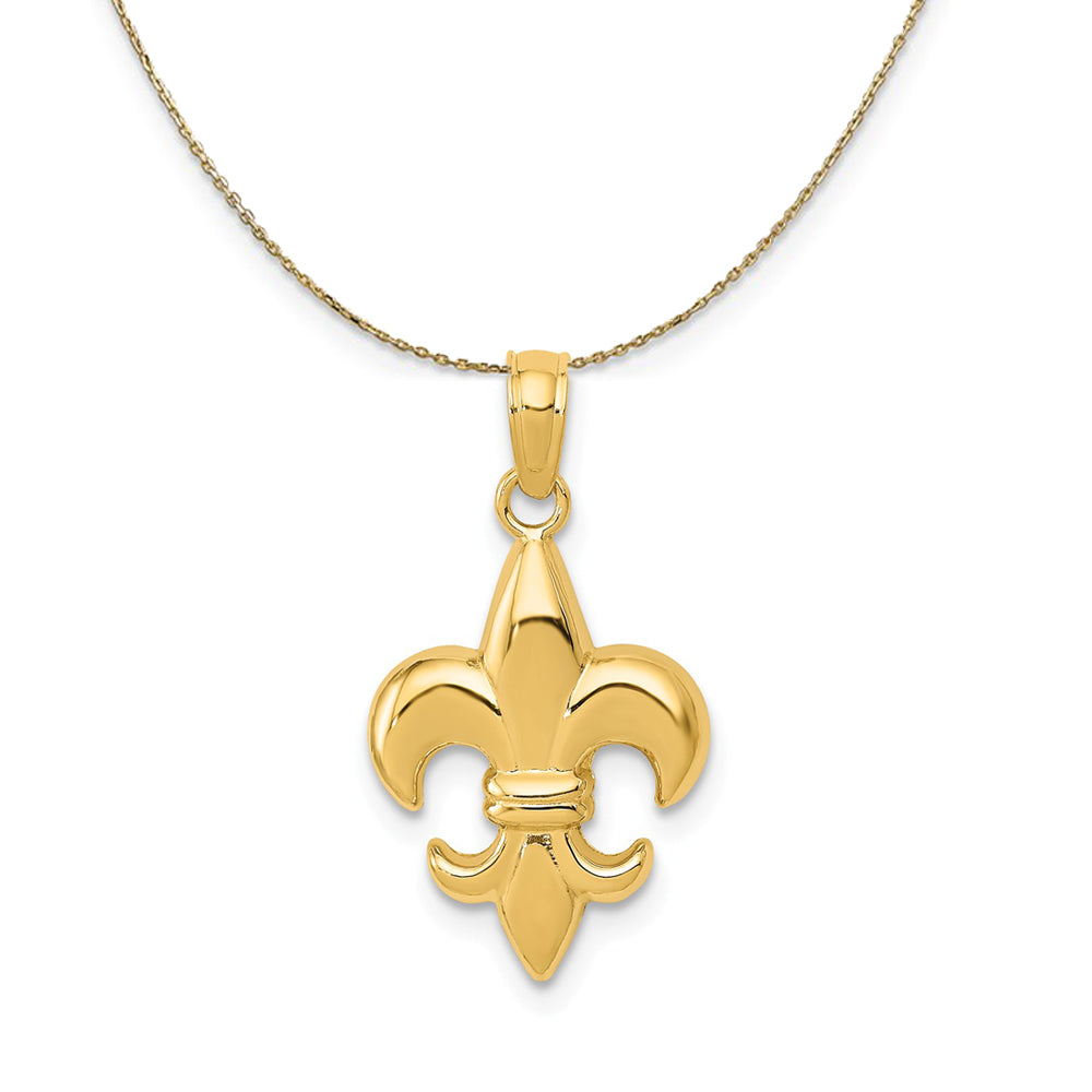 14k Yellow Gold Small Polished Fleur De Lis Necklace, Item N23566 by The Black Bow Jewelry Co.