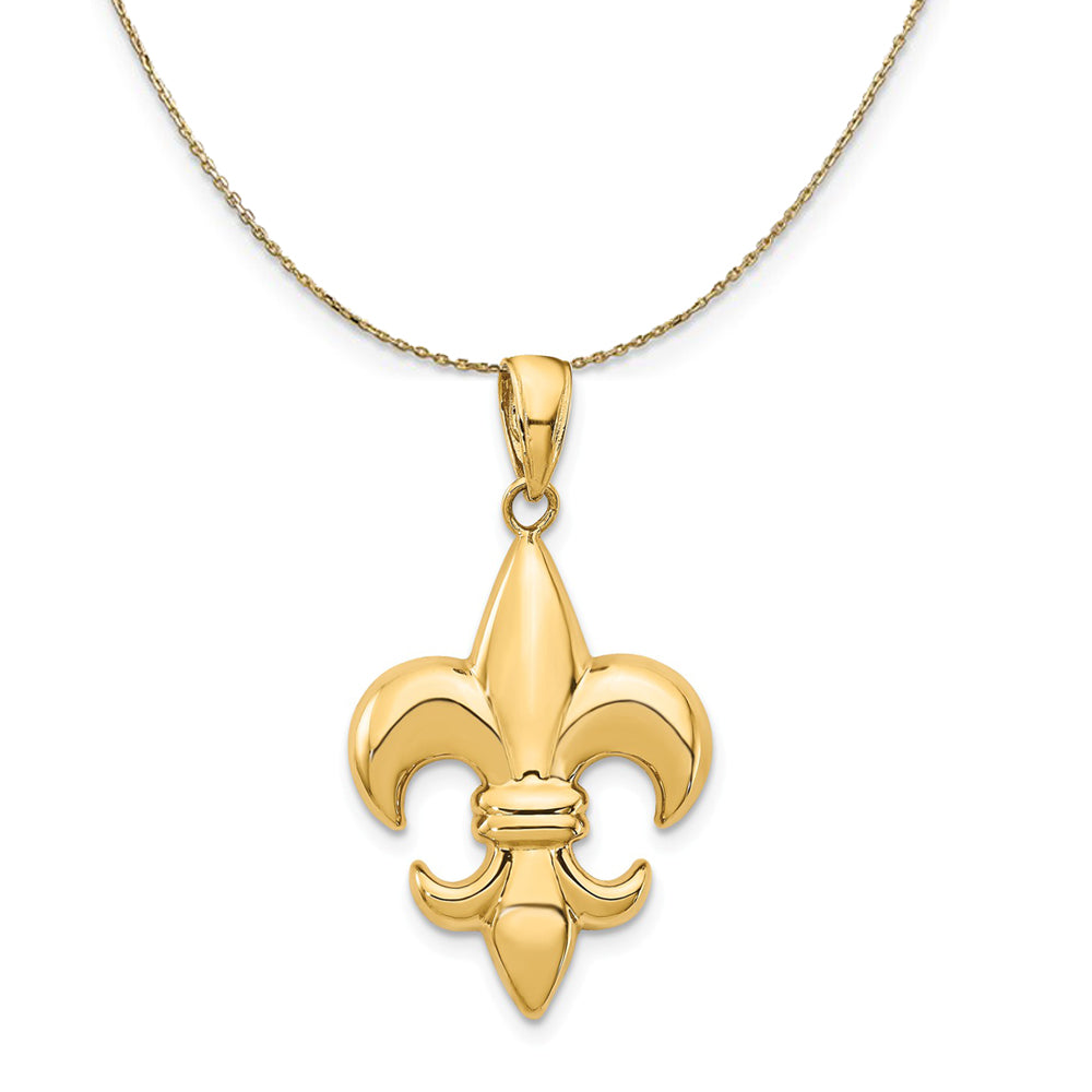 14k Yellow Gold Medium Polished Fleur De Lis Necklace, Item N23567 by The Black Bow Jewelry Co.