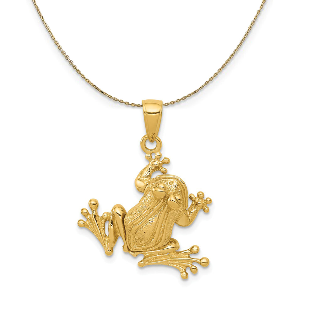 14k Yellow Gold Articulated 3D Frog Necklace, Item N23584 by The Black Bow Jewelry Co.