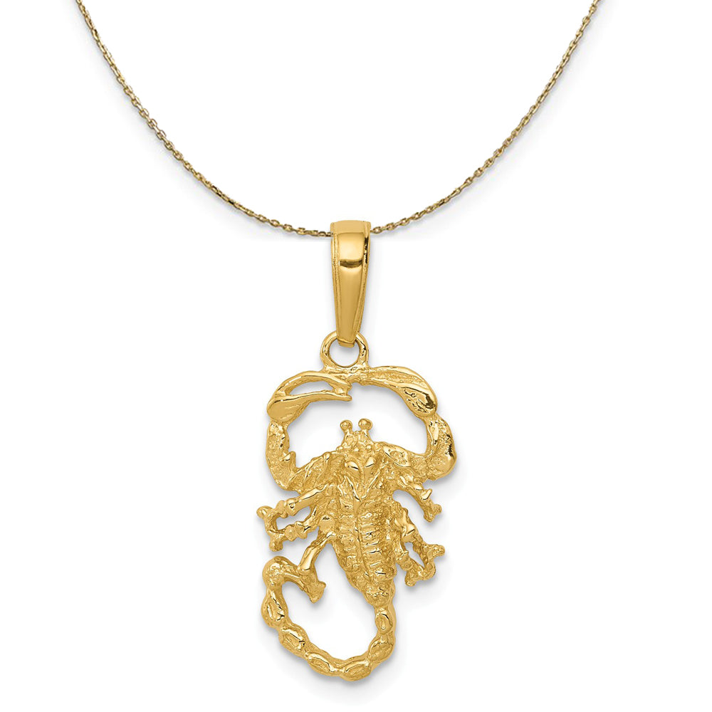 14k Yellow Gold Small Polished Scorpion Necklace, Item N23590 by The Black Bow Jewelry Co.