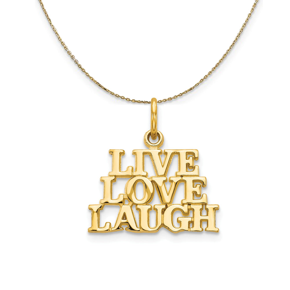 14k Yellow Gold LIVE LOVE LAUGH Message Necklace, Item N23627 by The Black Bow Jewelry Co.