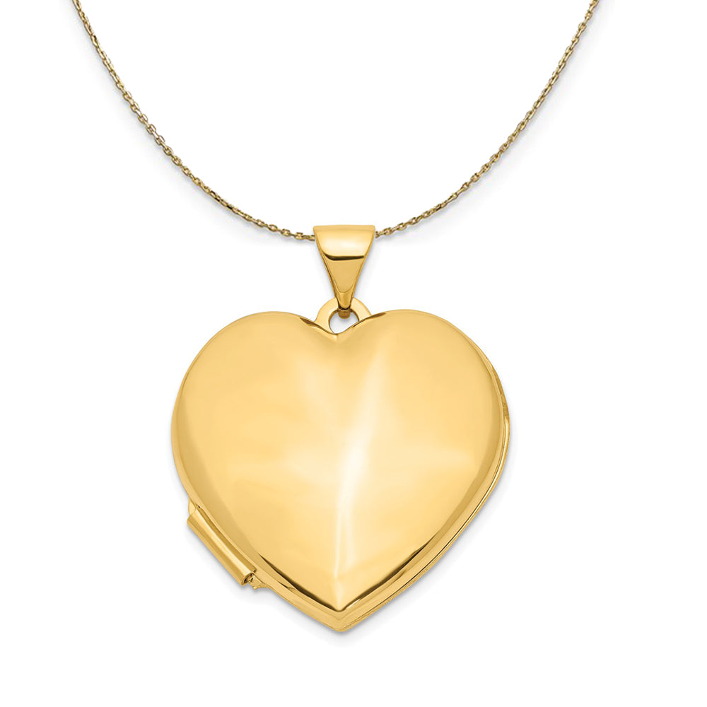 14k Yellow Gold 21mm Polished Domed Heart Locket Necklace, Item N23650 by The Black Bow Jewelry Co.