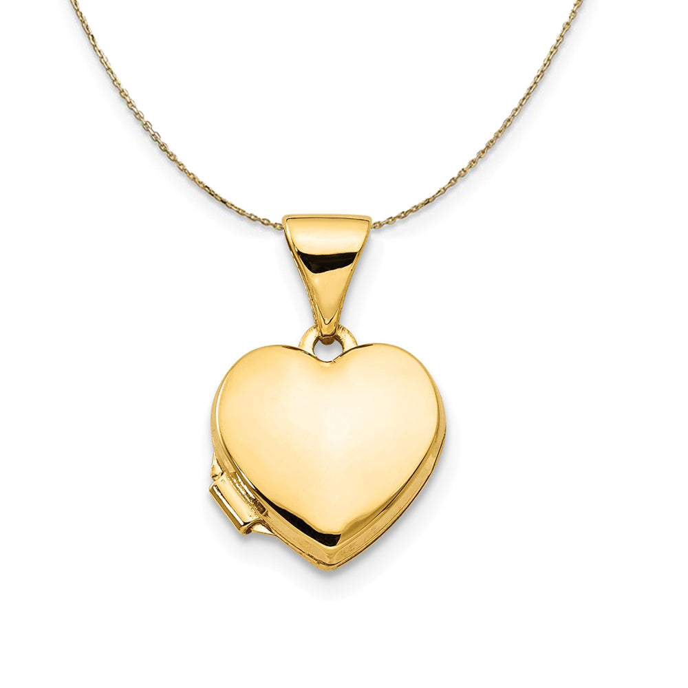 14k Yellow Gold 10mm Polished Heart Shaped Locket Necklace, Item N23651 by The Black Bow Jewelry Co.
