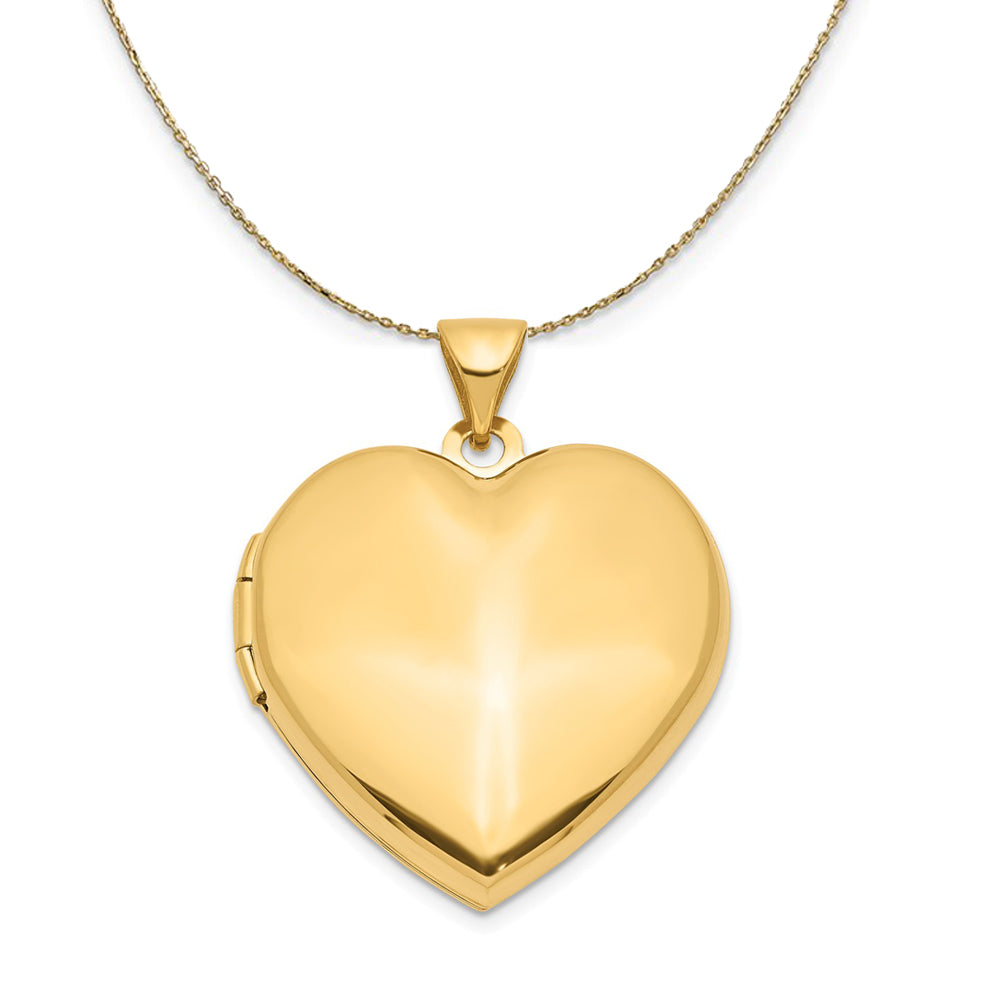 14k Yellow Gold 21mm Family Polished Heart Locket Necklace, Item N23653 by The Black Bow Jewelry Co.