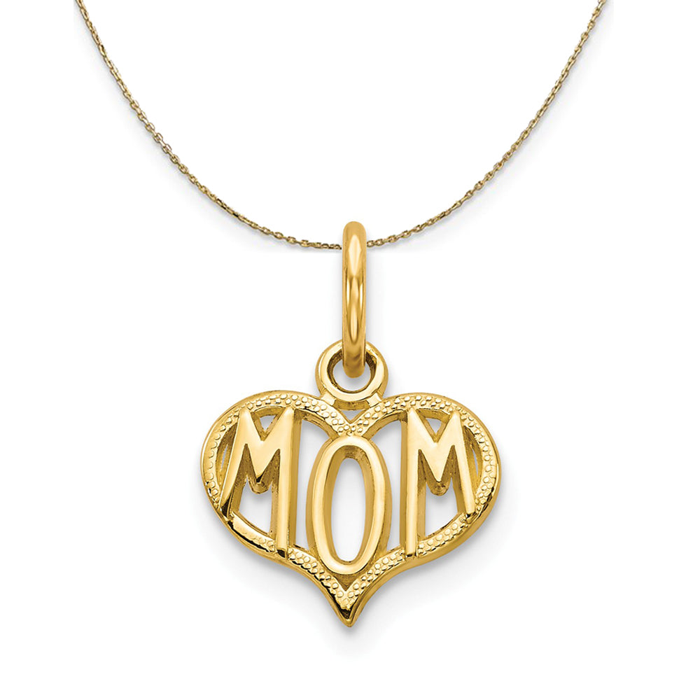 14k Yellow Gold Polished Mom Heart Necklace, Item N23706 by The Black Bow Jewelry Co.