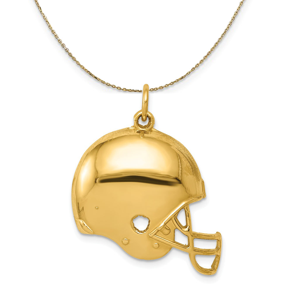 14k Yellow Gold Polished Football Helmet Necklace, Item N23711 by The Black Bow Jewelry Co.